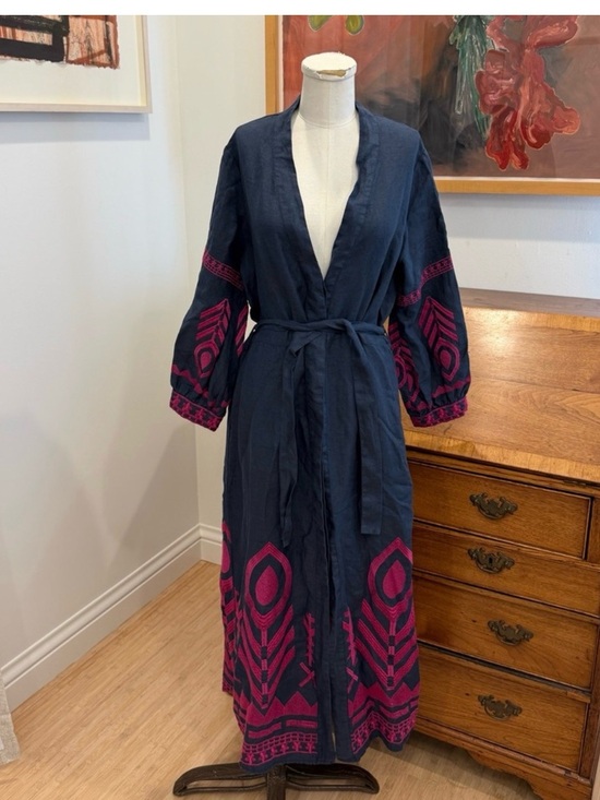 Greek Archaic Kori Dresses & Skirts - Greek Archaic Kori Feather Linen MIDI Dress Navy NWT